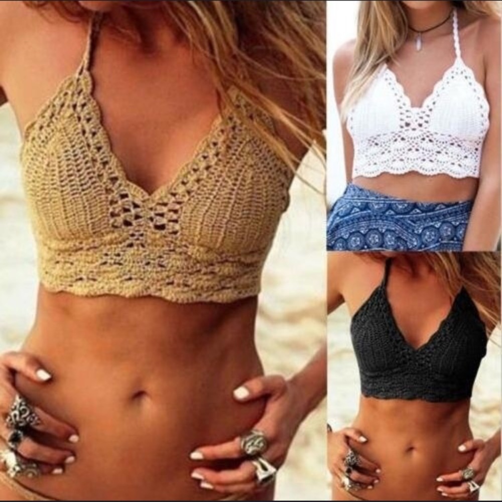Beige Crochet Crop Top